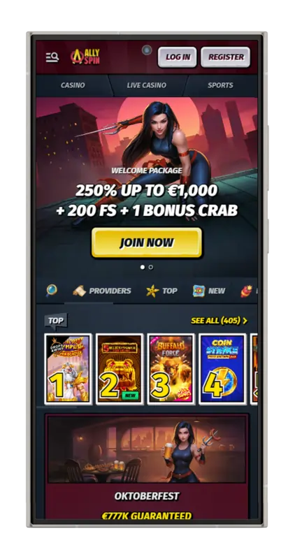 Allyspin Casino - Mobile