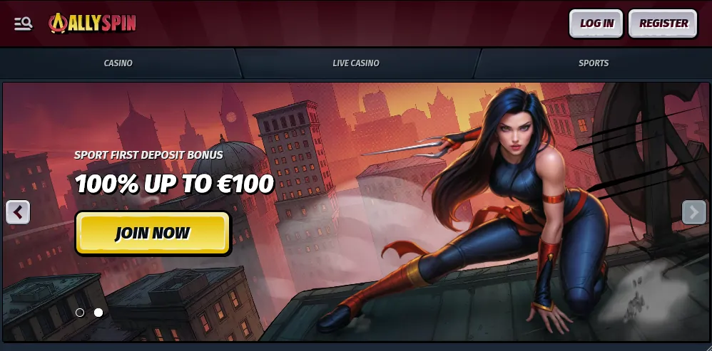 Allyspin Casino - Główny interfejs